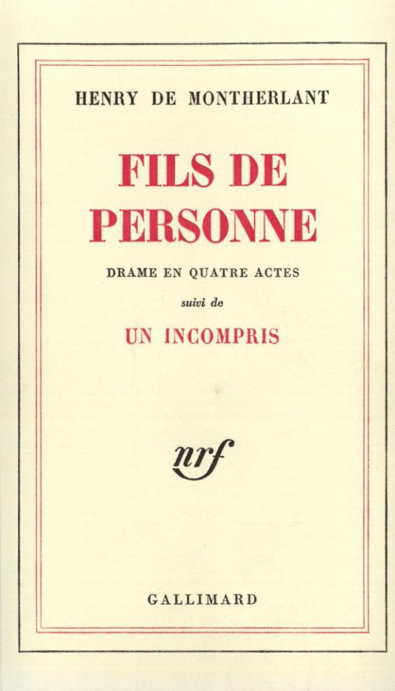 [9782070245666] Fils de personne/Un incompris