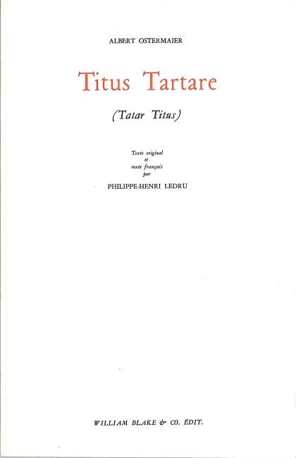 [9782841030880] Titus Tartare